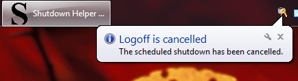 Windows Shutdown Aborted Information Message